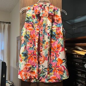 Multi-colored Floral Sleeveless Top